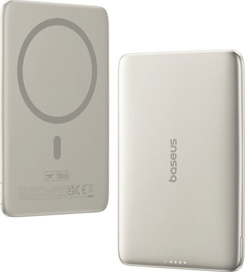 Baseus Picogo AM41 Power Bank, Ultra Slim 5000mAh Magsafe Powerbank, PD 20W de Carga Rápida, Portátil, Mini Bateria Externa Magnética con Cable USB C para iPhone 17/16/15/14/13/12, Rosa