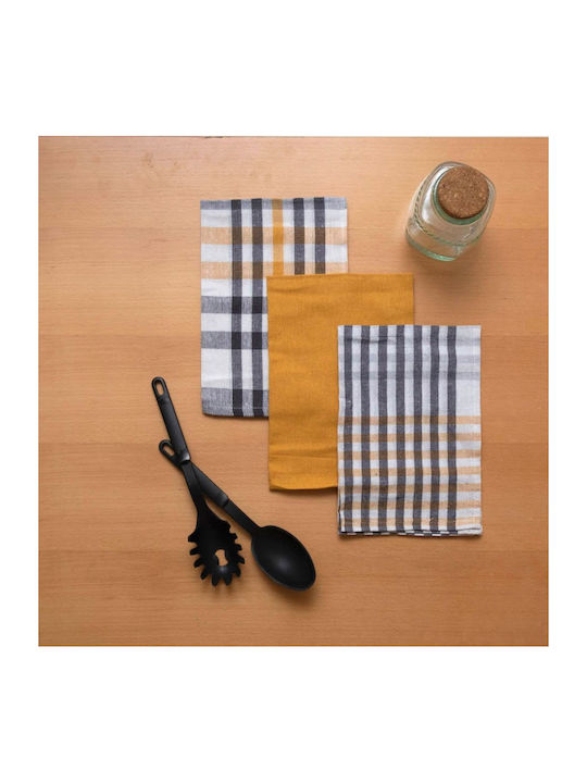 Viopros Kitchen Towel from 100% Cotton in Yellow Color 40x60cm 3 Pieces
