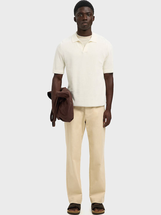 Trousers Elastic in Regular Fit Light Beige