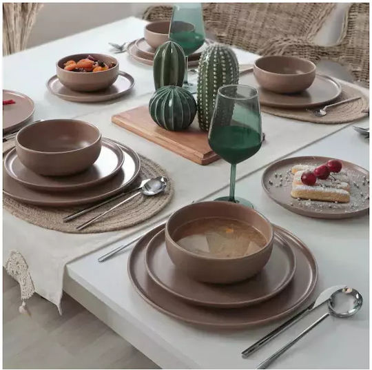 Nordic Matte Earth Geschirrset Keramik Braun 18Stück