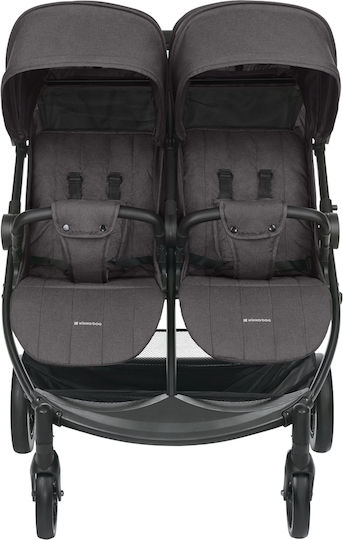 Kikka Boo Happy 2 Double Stroller Suitable for Newborn Dark Grey 11.5kg