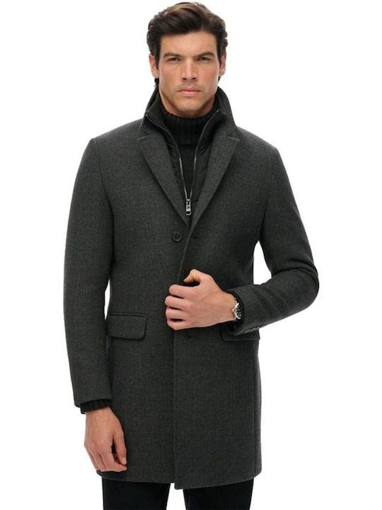 Tailored 2 In 1 Town Ανδρικό Ημίπαλτο Dark Grey Herringbone