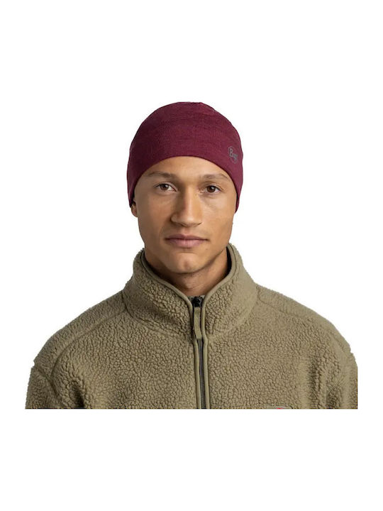 Merino Beanie Unisex Beanie Knitted in Burgundy color