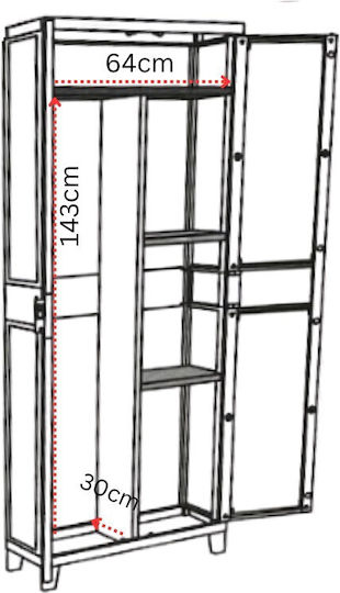 Double Door Wardrobe Plastic 66x40x172cm