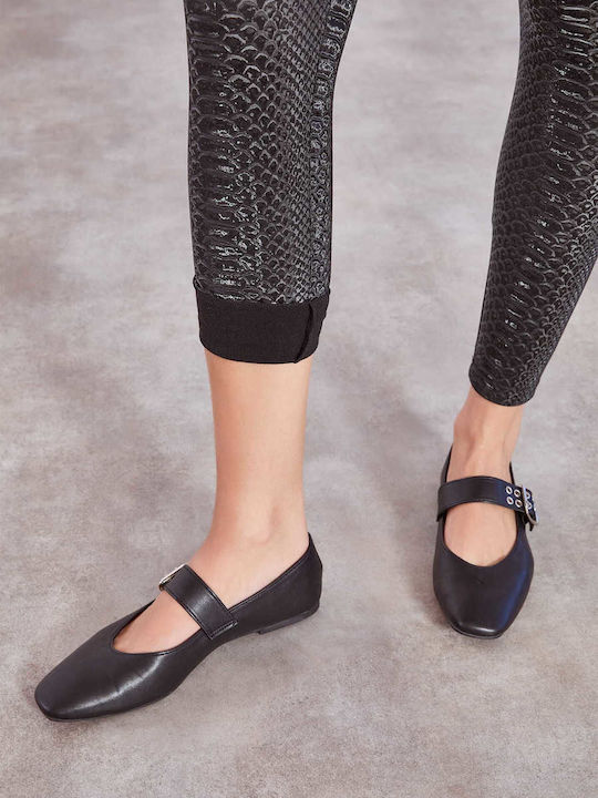 Celestino Γυναικείο Κολάν Τύπωμα Φίδι Γυαλιστερό Slim Fit Μαύρο