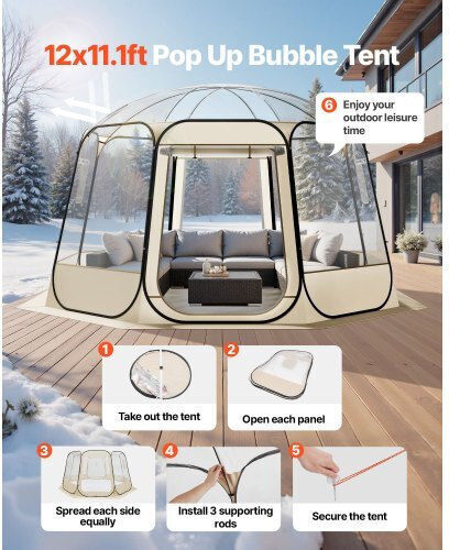 Vevor Χειμερινή Σκηνή Camping Pop Up Διάφανη 336x345x220εκ.