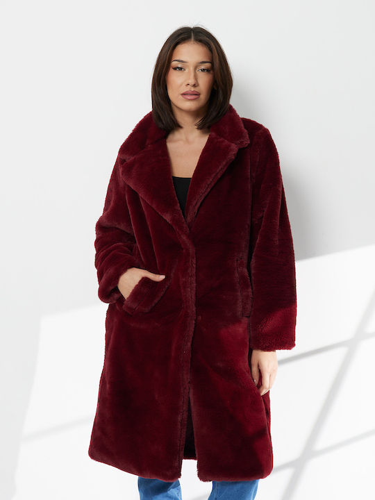 Women's Long Fur Burgundy