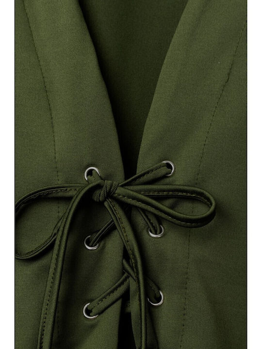Damen-Bodysuit Kurzmantel mit Kordel Olive