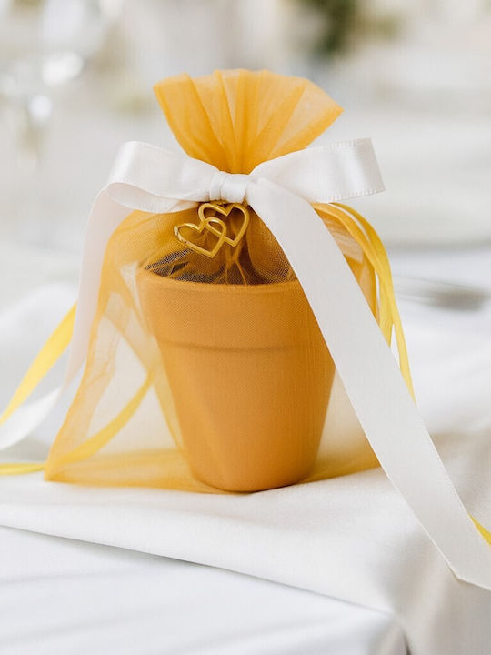 Wedding Favor Double Heart Pot with Edelweiss Seeds