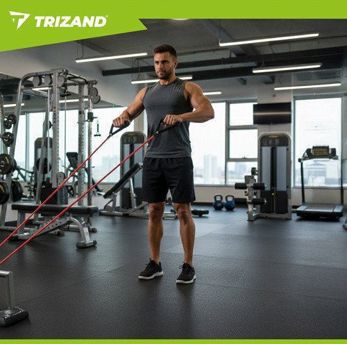 Trizand Тръбести ленти за фитнес с дръжки Комплект 5бр Жълти 1.2м