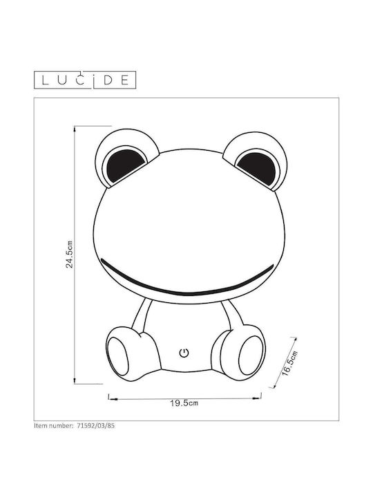 Lucide Lightning Led Kids Decorative Lamp Dodo Frog Green 19x16x30εκ.