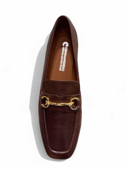 Leather Women's Moccasins in Brown Color