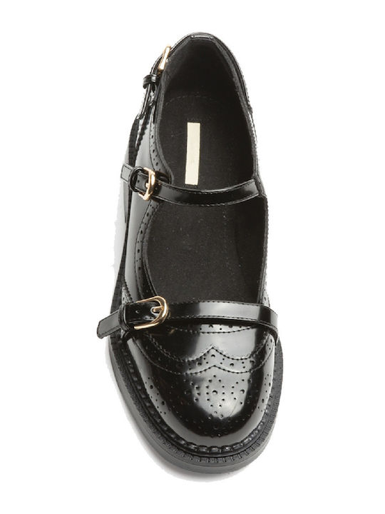 Women's Synthetic Leather Oxford Shoes Black