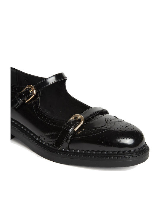 Women's Synthetic Leather Oxford Shoes Black