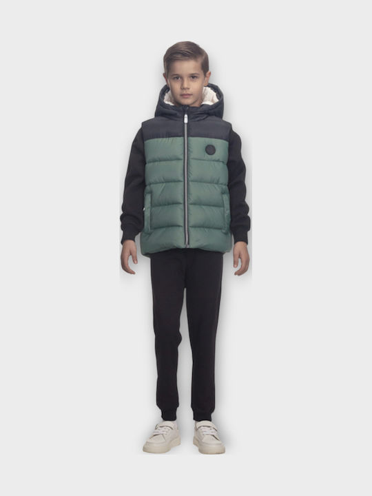 Kids' Casual Jacket Sleeveless with Hood Green