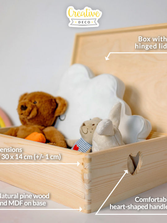 Creative Lemn Cutie de Depozitare cu Capac Bej 40x30x13cm 1buc