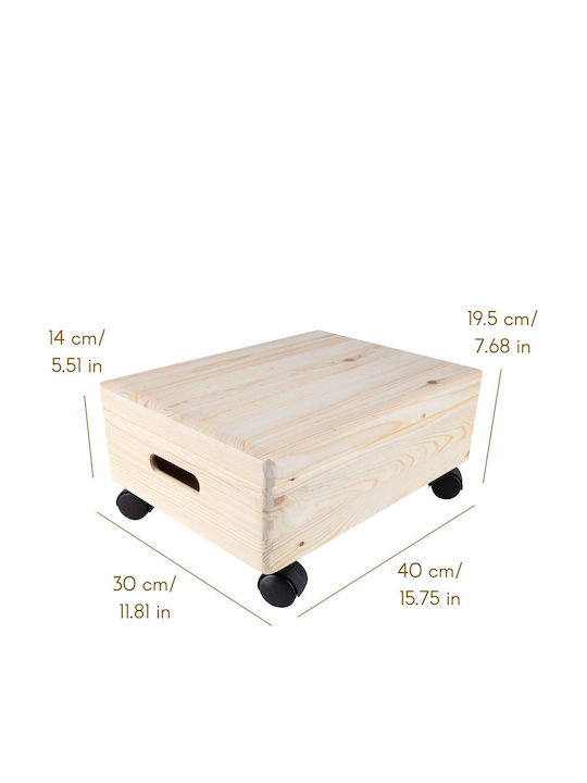 Creative Дърво Кутия за съхранение с колела и капак Бежов 40x30x13см 1бр