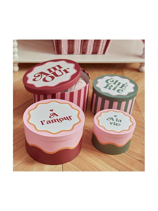 Plastic Storage Box with Lid Red 25x25cm 4pcs