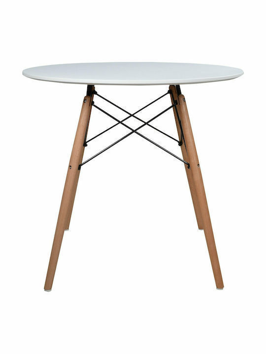 Pesto Round Table Kitchen Wooden with Metal Frame White 60x60x73cm