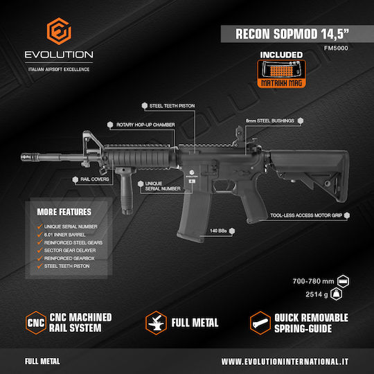 Evolution Pistol Cu Aer Airsoft Recon SOPMOD 14.5" 6mm / 8mm