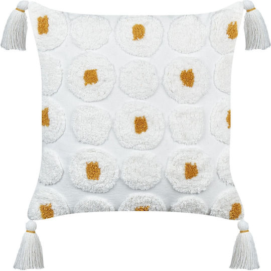 Beliani Μαξιλάρι Καναπέ Azalia από 100% Βαμβάκι White 45x45εκ.