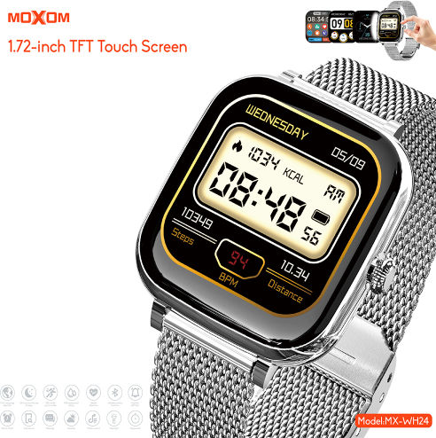 Moxom Mx-wh24 Smartwatch mit Pulsmesser (Silber)