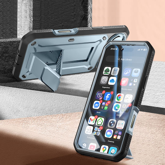 Supcase Vollständige Hülle iPhone Air Einhorn Käfer Pro Serie Klappständer Hellblau