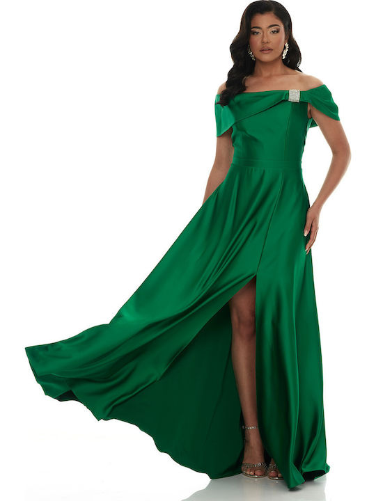Rochie Maxi pentru Nuntă - Botez Satin Verde F2331_0059