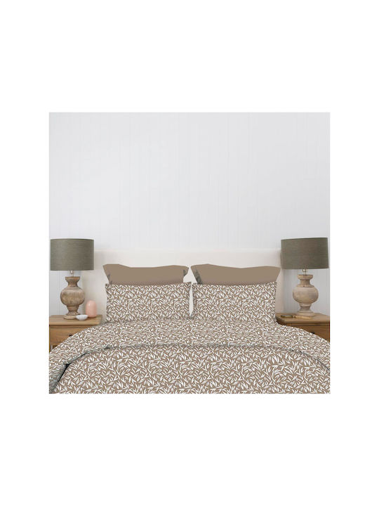 Astron Italy Bettbezug-Set Baumwolle Übergröße mit 2 Kissenbezügen 230x250 Emelia Beige