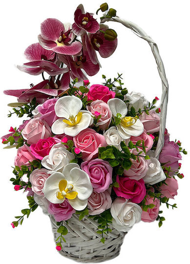 Royal Orchid Basket Orchid Soap Roses Accessorized Decorative Artificial Flowers And Plants Pink White Fuchsia