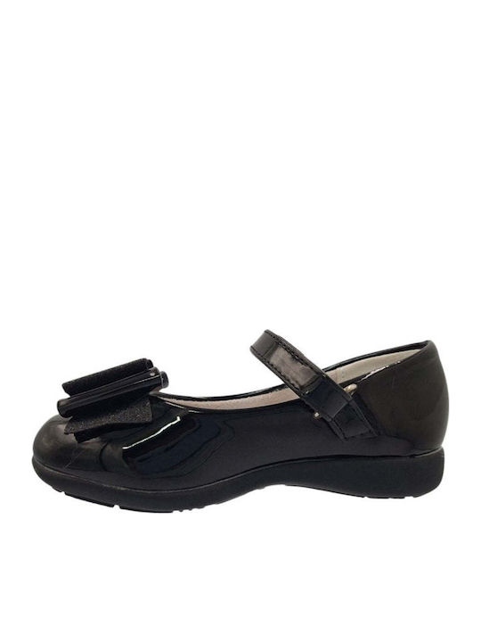 Kids Anatomic Leather Ballerinas with Hoop & Loop Closure Black