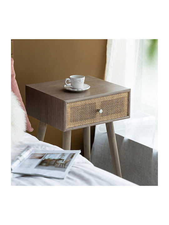 Artekko Cons Brown MDF Console Rattan 40x37x70 Cm 40cm X 37cm X 70cm