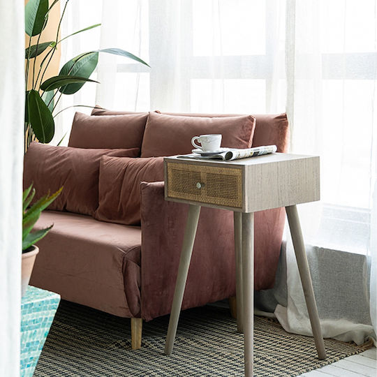 Artekko Cons Brown MDF Console Rattan 40x37x70 Cm 40cm X 37cm X 70cm