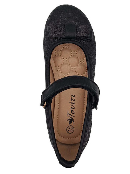 Kids Anatomic Ballerinas with Hoop & Loop Closure Black