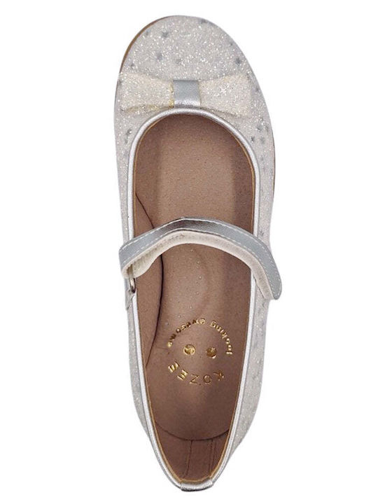 Kids Anatomic Leather Ballerinas with Hoop & Loop Closure White