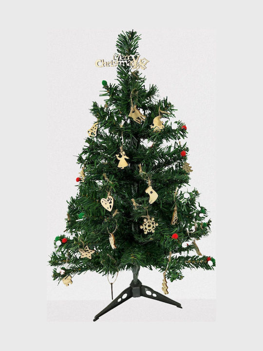 Decorațiune de Crăciun Lemn Braduleț 60cm. Împodobit Verde