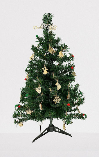Christmas Decorative Wood Tree 60cm Adorned Green