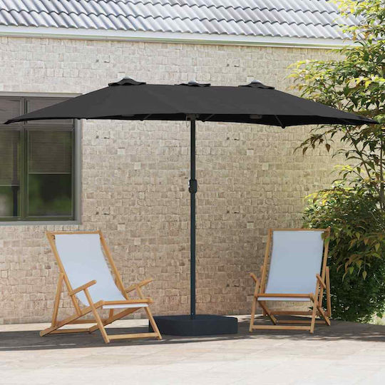 Aluminium Garten- und Terrassen-Sonnenschirm Schwarz 3,85x2,09xH2,44m