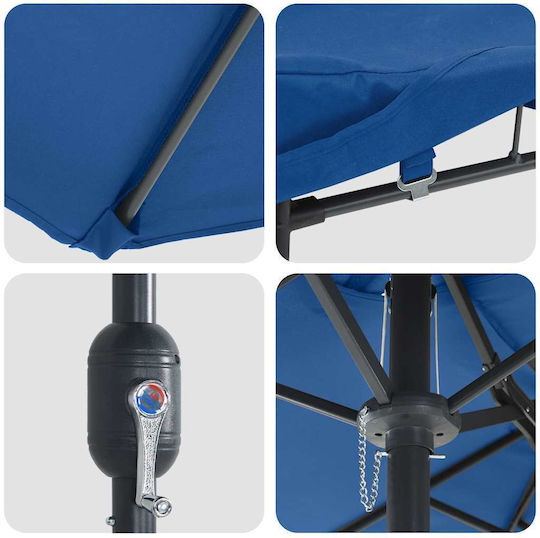 Aluminium Garten- und Terrassen-Sonnenschirm Blau 3,85x2,09xH2,44m