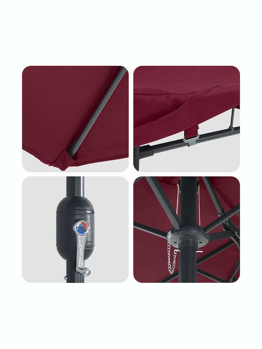 Umbrelă Din Aluminiu Burgundy 3.85x2.09xÎnălțime2.44m