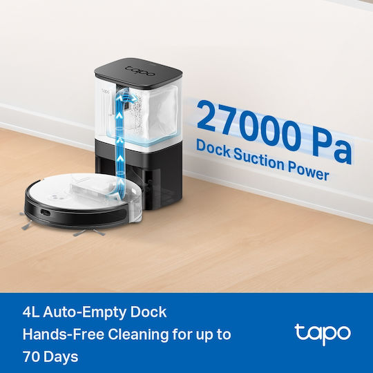 TP-LINK Tapo Rv20 Max Plus Σκούπα Ρομπότ με Χαρτογράφηση Laser & Απορρόφηση 5300Pa Λευκή