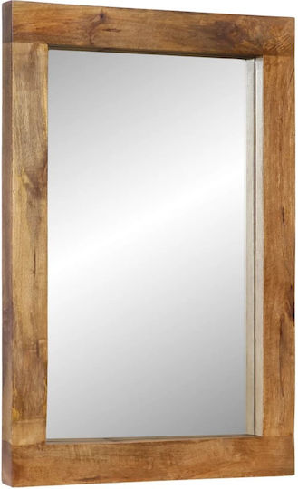 vidaXL Wall Mirror with Brown Wooden Frame 70x50cm 1pcs