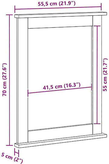 vidaXL Wall Mirror with White Wooden Frame 70x55.5cm 1pcs