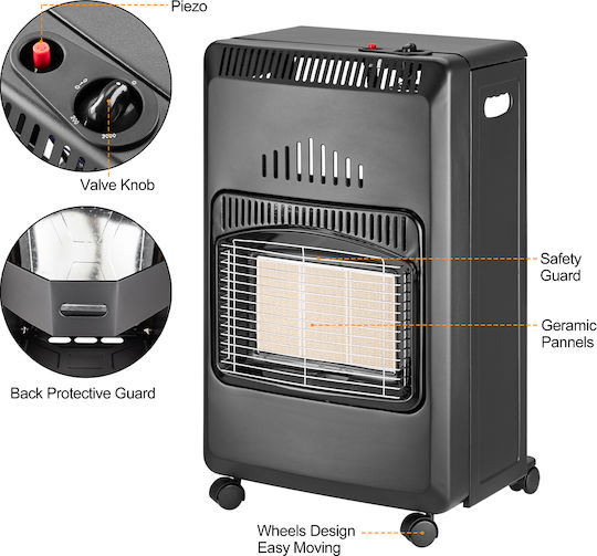Bakaji Σόμπα Υγραερίου 4200W Μαύρη 42x37x74.5cm