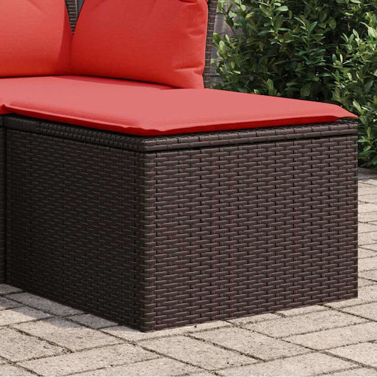 Gartenhocker Würfel Außeneinsatz Rattan mit Braunes Kissen 55x55x37cm