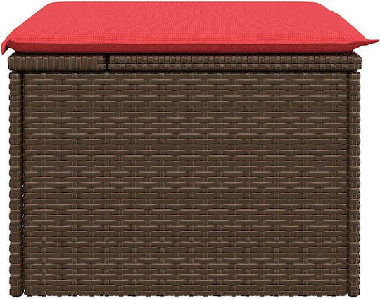 Gartenhocker Würfel Außeneinsatz Rattan mit Braunes Kissen 55x55x37cm