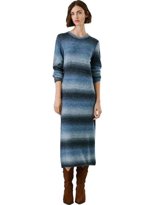 Dress Midi Φόρεμα Πλεκτό Μπλε