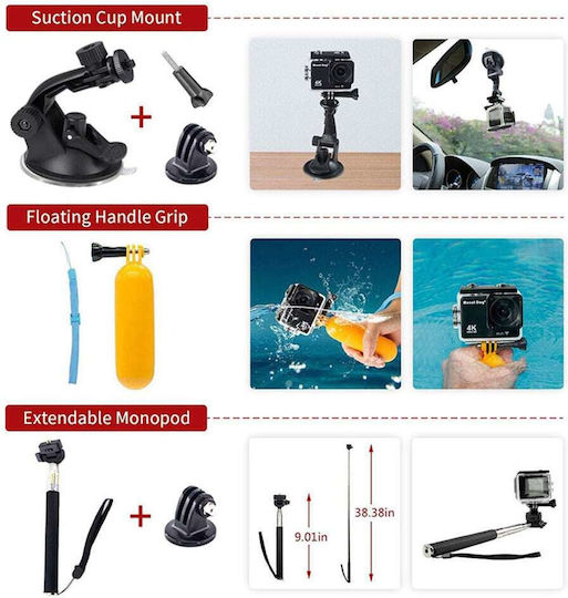 Techsuit Accessory Kit Camquest 15in1 Sa15 GoPro Action Camera Black Bulk
