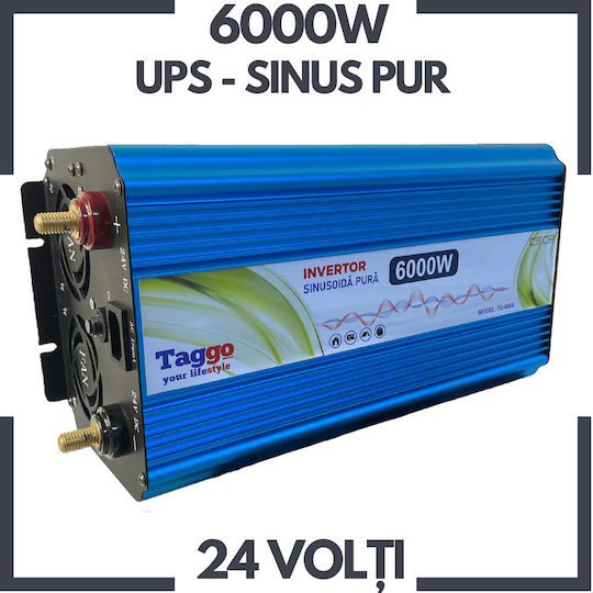 Taggo Invertor Auto Unda sinusoidală pură 6000W pentru Convertirea 24V DC în 220V AC