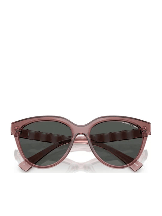Armani Exchange Women's Sunglasses with Pink Plastic Frame and Gray Lens